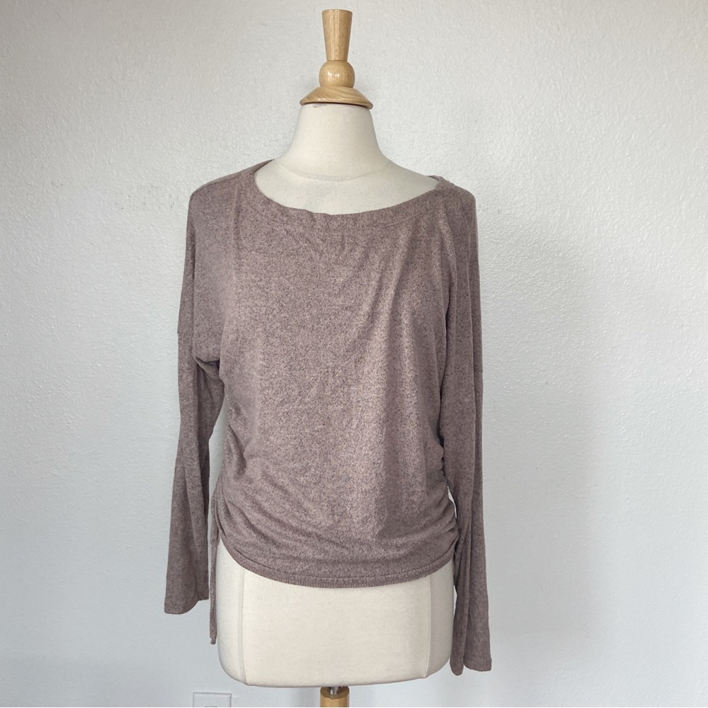 Mauve Long Sleeve Ruched Blouse